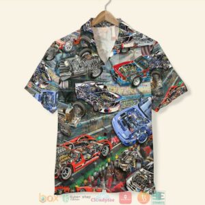 Car Racing Cutaway Race Track Background Hawaiian Shirt