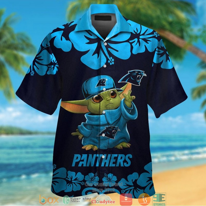 Carolina Panthers Baby Yoda Hibiscus Hawaiian Shirt Carolina Panthers Baby Yoda Hibiscus Hawaiian Shirt