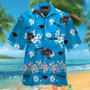 Carolina Panthers White Hibiscus Hawaiian Shirt