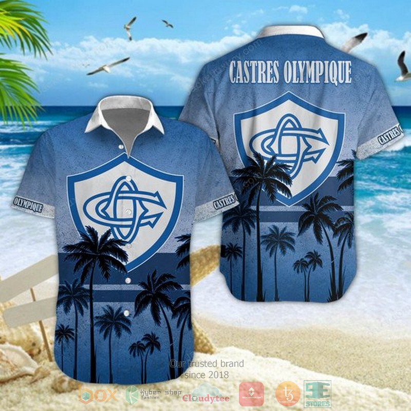 Castres Olympique Palm Tree Hawaiian Shirt Castres Olympique Palm Tree Hawaiian Shirt