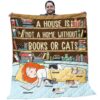 Cat Quilts - Custom Name A House Is Not A Home Without Books Or Cats With Sleeping Girl Quilt - Cats Gifts