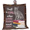 Cat Themed Quilts - Russian Blue Cat With Colorful Books Light Brown Quilt - Cat Gifts For Christmas