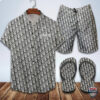 Dior Logo Hawaii Shirt Beach Short And Flip Flops