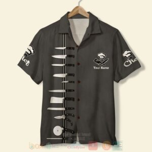 Chef Hawaiian Custom Name Black Hawaiian Shirt