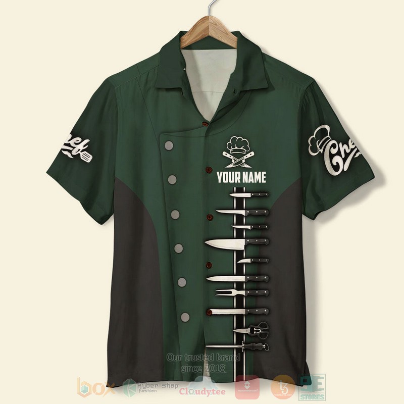 Chef Knife Kit Custom Name Green Hawaiian Shirt Chef Knife Kit Custom Name Green Hawaiian Shirt