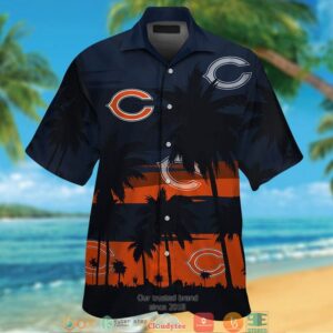 Chicago Bears Coconut Island Navy Orange Hawaiian Shirt