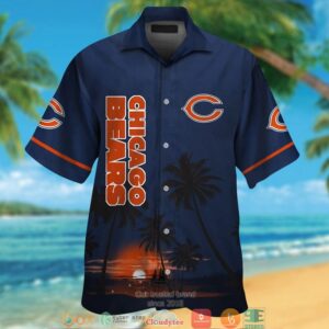 Chicago Bears Coconut Island Night Moon Hawaiian Shirt