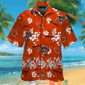 Chicago Bears Hibiscus Orange Hawaiian Shirt