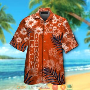 Chicago Bears Leaf Hibiscus Hawaiian Shirt