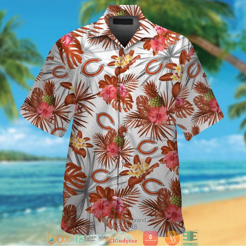 Chicago Bears Red Hibiscus Hawaiian Shirt Chicago Bears Red Hibiscus Hawaiian Shirt