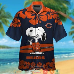 Chicago Bears Snoopy Orange Hibiscus Hawaiian Shirt