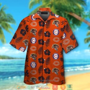 Chicago Bears Leaf Hibiscus Pattern Hawaiian Shirt