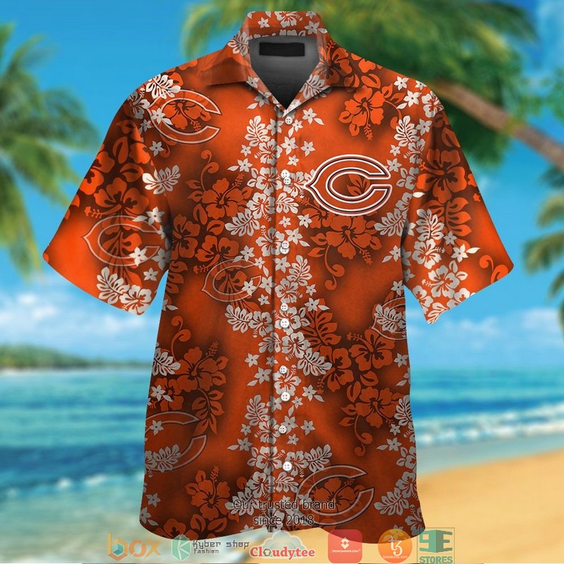 Chicago Bears Lhibiscus Flower Pattern Hawaiian Shirt Chicago Bears Lhibiscus Flower Pattern Hawaiian Shirt