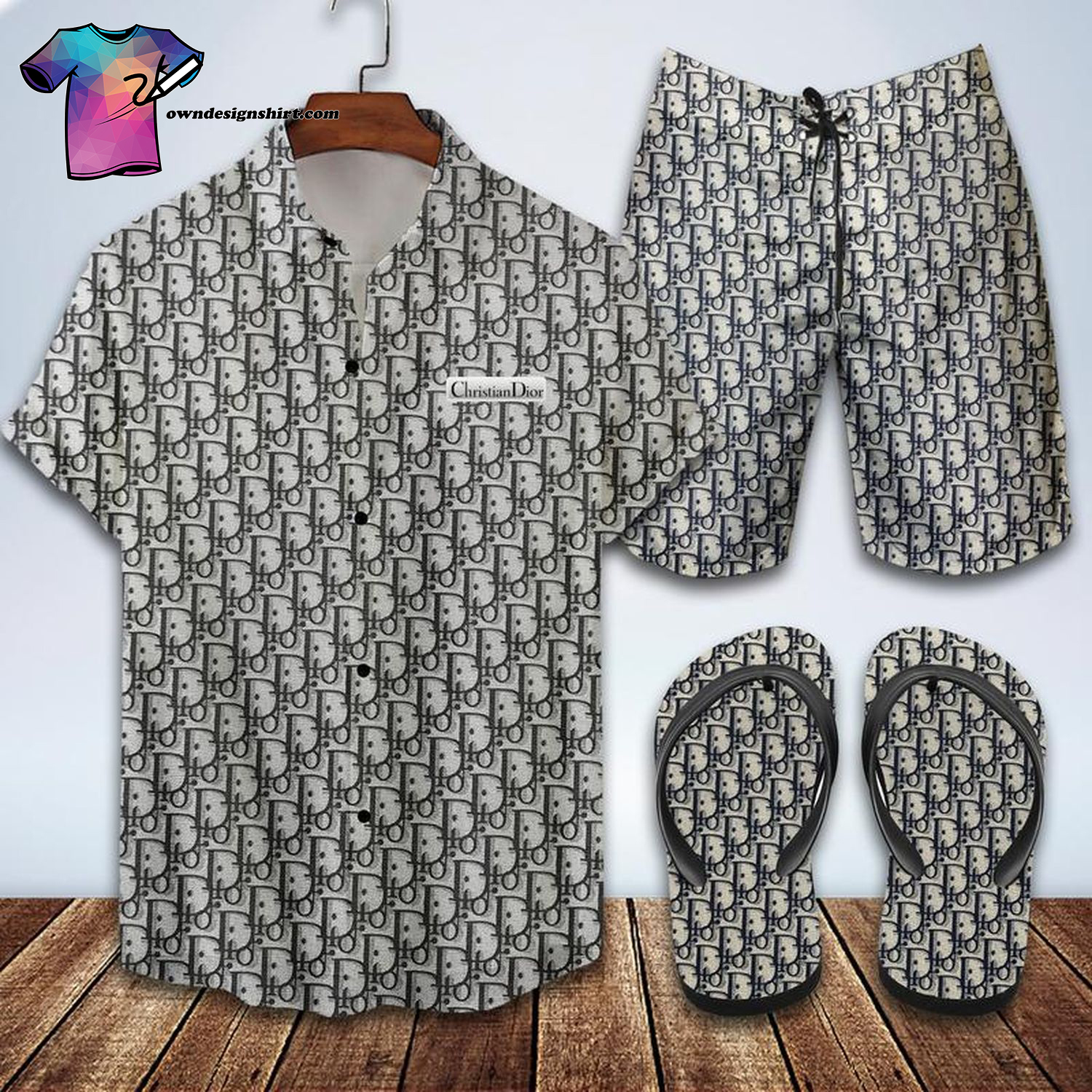 Christian Dior Symbol Full Print Hawaiian Shirt Beach Shorts And Flip Flops Christian Dior Symbol Full Print Hawaiian Shirt Beach Shorts And Flip Flops