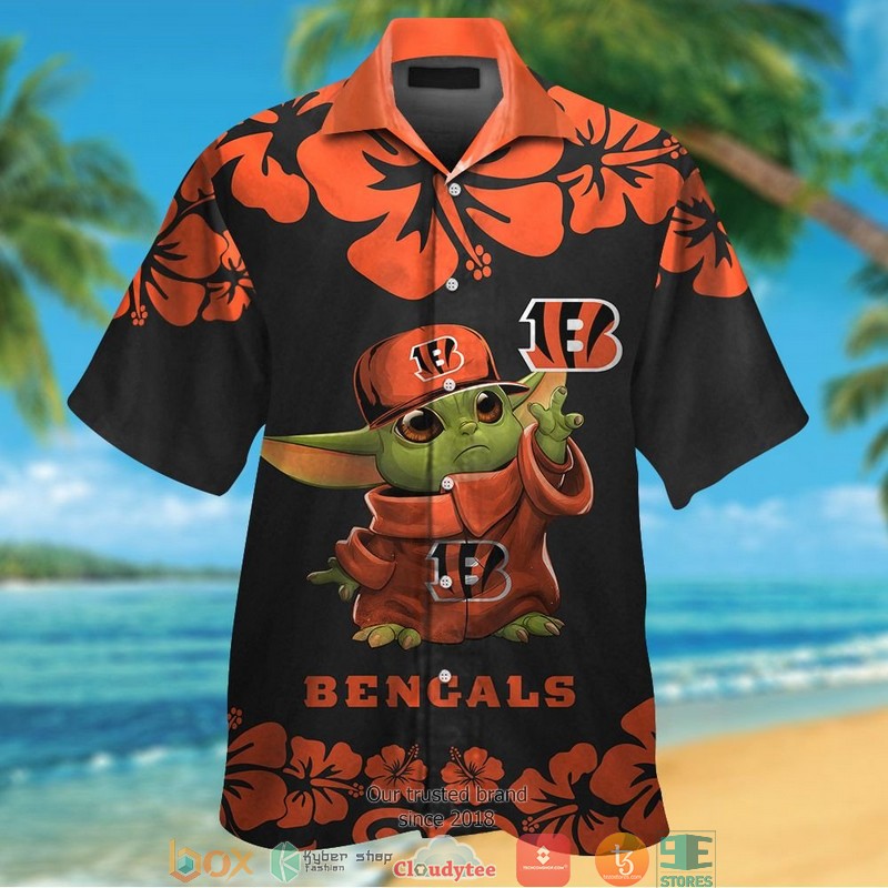 Cincinnati Bengals Baby Yoda Orange Hibiscus Hawaiian Shirt Cincinnati Bengals Baby Yoda Orange Hibiscus Hawaiian Shirt