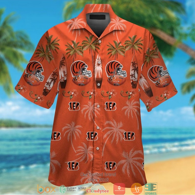 Cincinnati Bengals Coconut Pattern Orange Hawaiian Shirt Cincinnati Bengals Coconut Pattern Orange Hawaiian Shirt