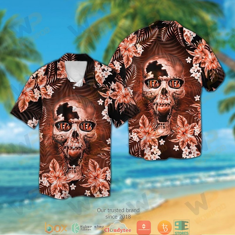 Cincinnati Bengals Skull 3D Illusion Hawaiian Shirt Cincinnati Bengals Skull 3D Illusion Hawaiian Shirt