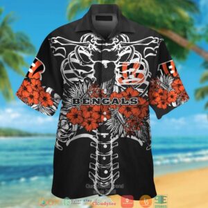 Cincinnati Bengals Backbone Hibiscus Hawaiian Shirt