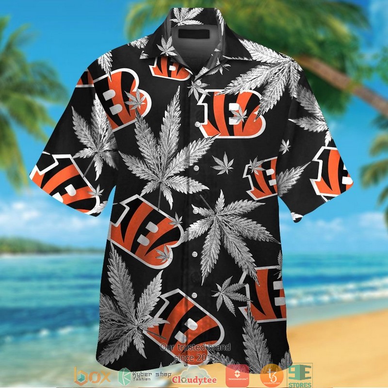 Cincinnati Bengals Cannabis Black Hawaiian Shirt Cincinnati Bengals Cannabis Black Hawaiian Shirt