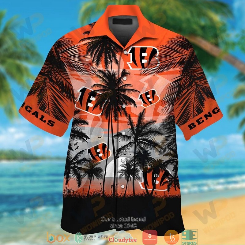 Cincinnati Bengals Coconut Island Grey Hawaiian Shirt Cincinnati Bengals Coconut Island Grey Hawaiian Shirt