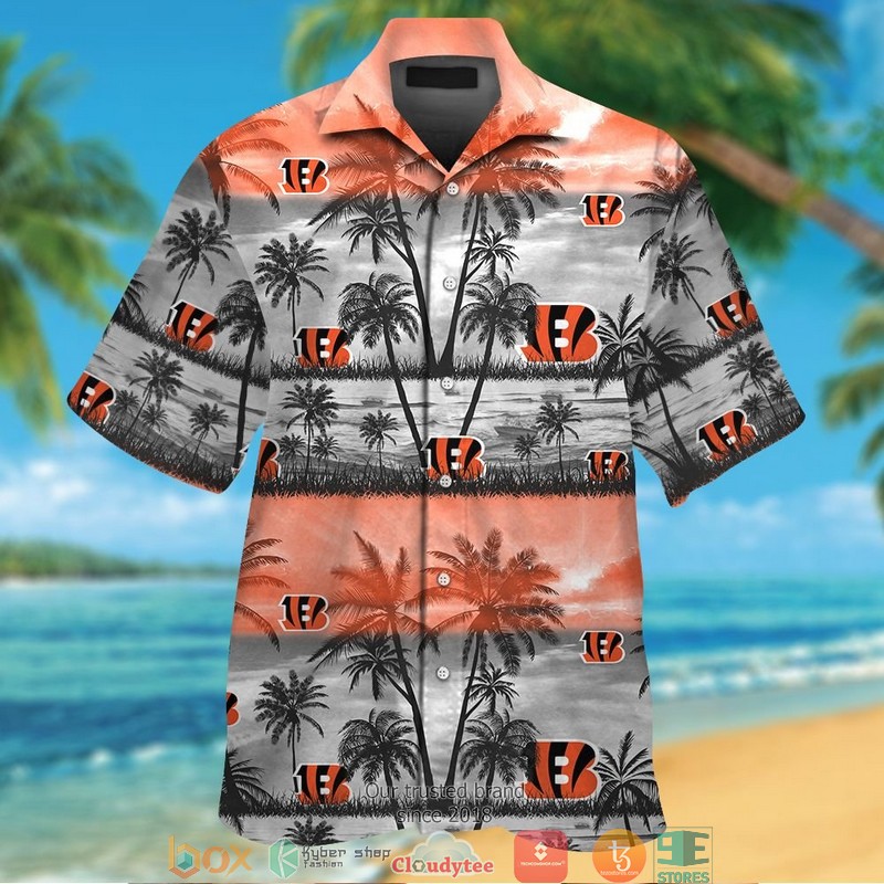 Cincinnati Bengals Coconut Island Grey Orange Hawaiian Shirt