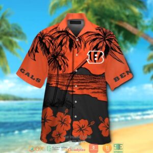 Cincinnati Bengals Coconut Island Hibiscus Orange Hawaiian Shirt