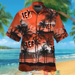 Cincinnati Bengals Coconut Island Ocean Orange Hawaiian Shirt