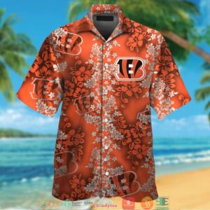 Cincinnati Bengals Hibiscus Flower Orange Pattern Hawaiian Shirt