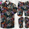 Classic Gucci Retro Full Print Hawaiian Shirt Beach Shorts And Flip Flops