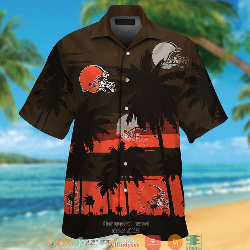 Cleveland Browns Black Coconut Island Orange Hawaiian Shirt Cleveland Browns Black Coconut Island Orange Hawaiian Shirt