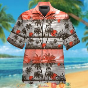 Cleveland Browns Coconut Island Orange Grey Hawaiian Shirt