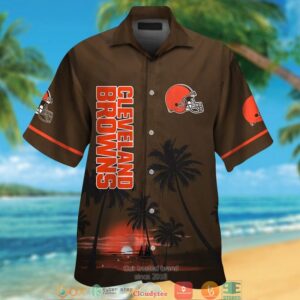 Cleveland Browns Coconut Island Night Moon Hawaiian Shirt