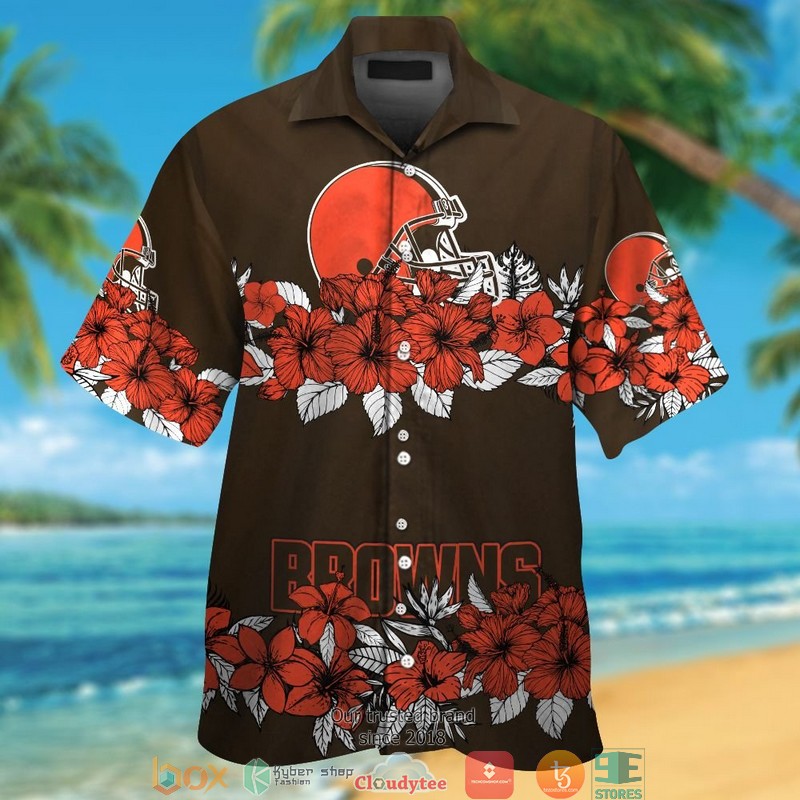 Cleveland Browns Hibiscus Flower Line Hawaiian Shirt Cleveland Browns Hibiscus Flower Line Hawaiian Shirt
