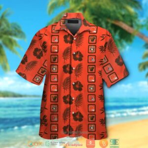 Cleveland Browns Hibiscus Leaf Square Pattern Hawaiian Shirt