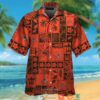 Cleveland Browns Hibiscus Leaf Ocean Square Pattern Orange Hawaiian Shirt