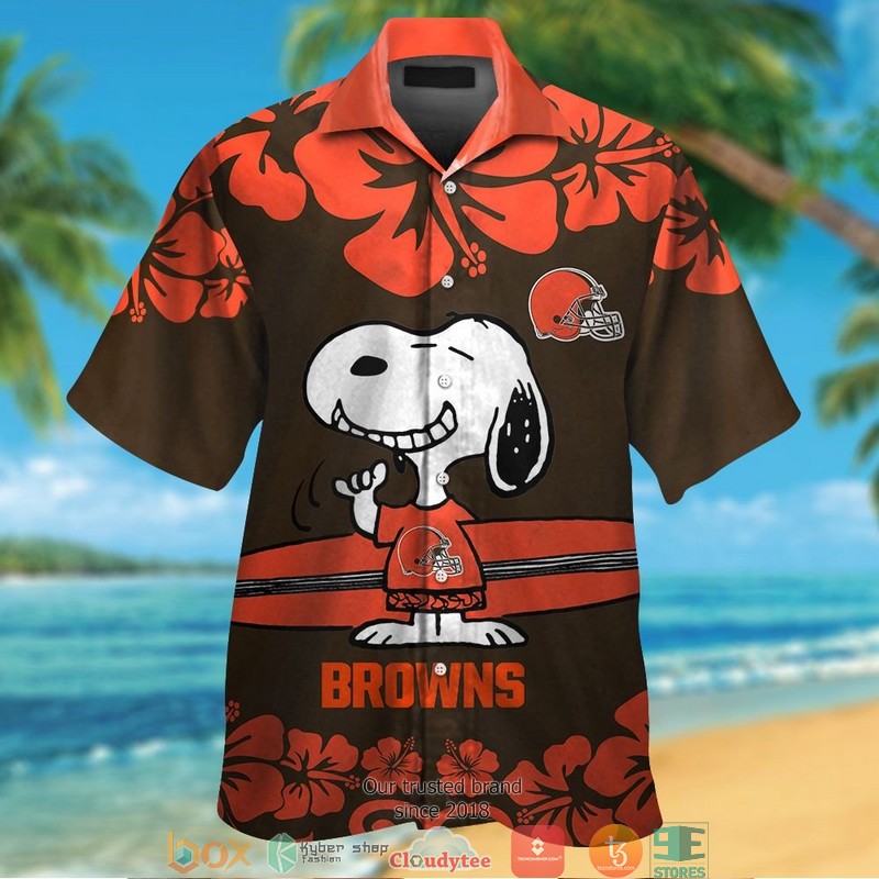 Cleveland Browns Snoopy Hibiscus Orange Hawaiian Shirt Cleveland Browns Snoopy Hibiscus Orange Hawaiian Shirt