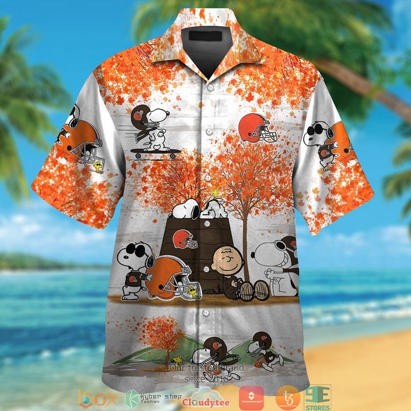 Cleveland Browns Snoopy And Charlie Brown Autumn Hawaiian Shirt Cleveland Browns Snoopy And Charlie Brown Autumn Hawaiian Shirt