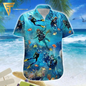 Coral Under Ocean Scuba Diving All Over Print Hawaiian Shirts And Beach Shorts