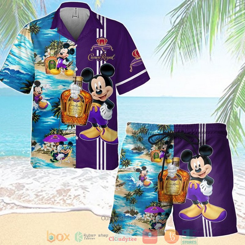 Crown Royal Mickey Mouse Beach Purple Hawaiian Shirt Crown Royal Mickey Mouse Beach Purple Hawaiian Shirt