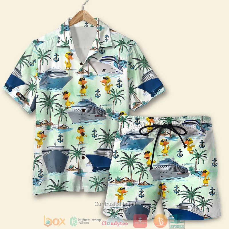 Cruising Duck Palm Tree Pattern Hawaiian Shirt Cruising Duck Palm Tree Pattern Hawaiian Shirt