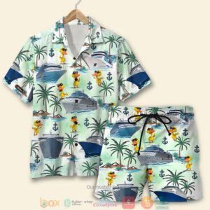 Cruising Duck Palm Tree Pattern Hawaiian Shirt