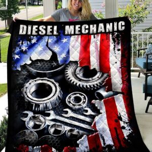 Custom Blanket Diesel Mechanic Quilt Blanket - Gift For Dad - Quilt Blanket