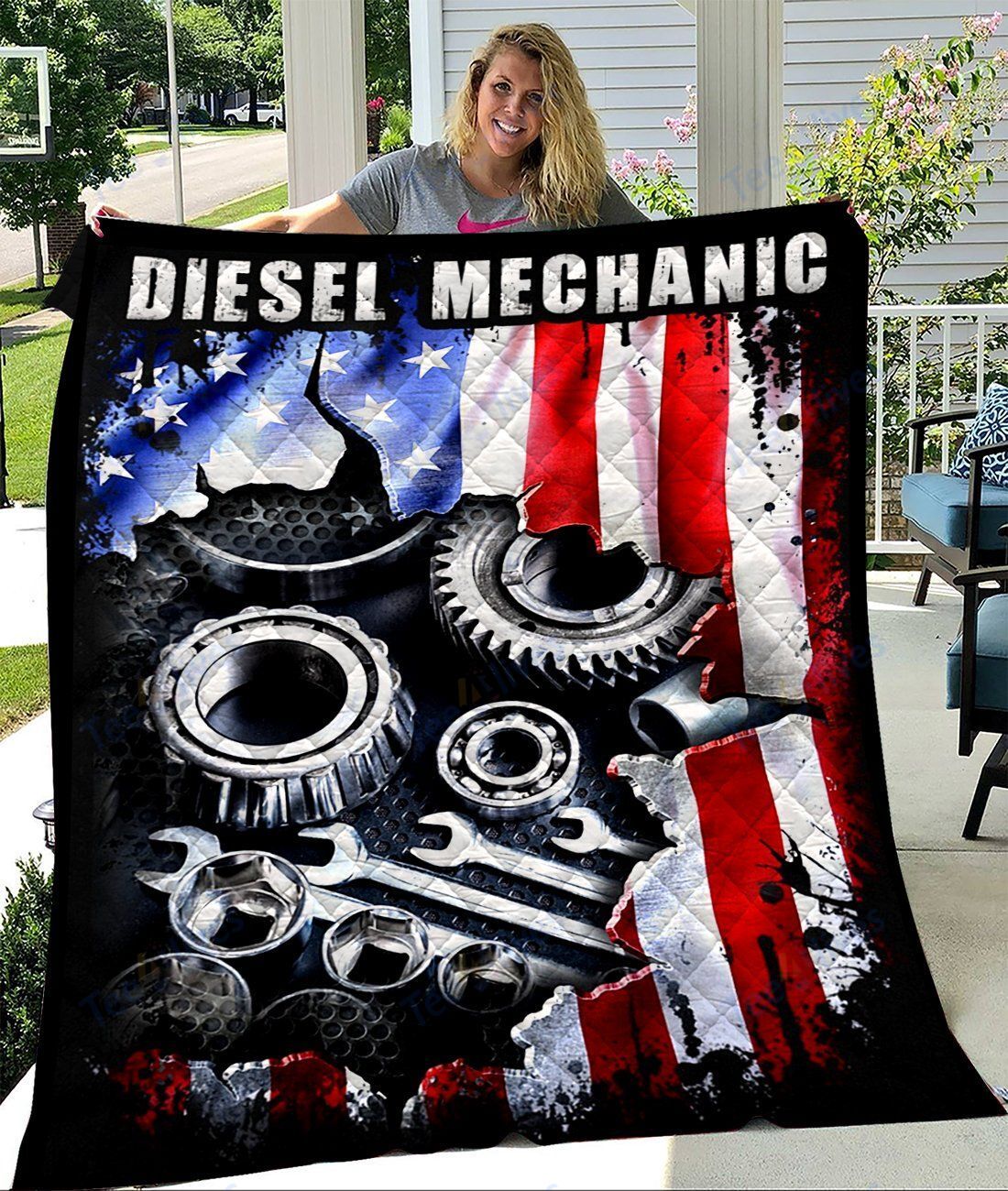Custom Blanket Diesel Mechanic Quilt Blanket - Gift For Dad - Quilt Blanket Custom Blanket Diesel Mechanic Quilt Blanket - Gift For Dad - Quilt Blanket