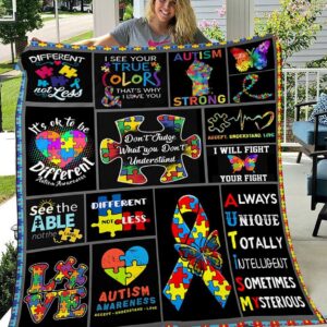 Custom Quilt Autism Awareness Quilt Premium Quilt Blanket Size Throw