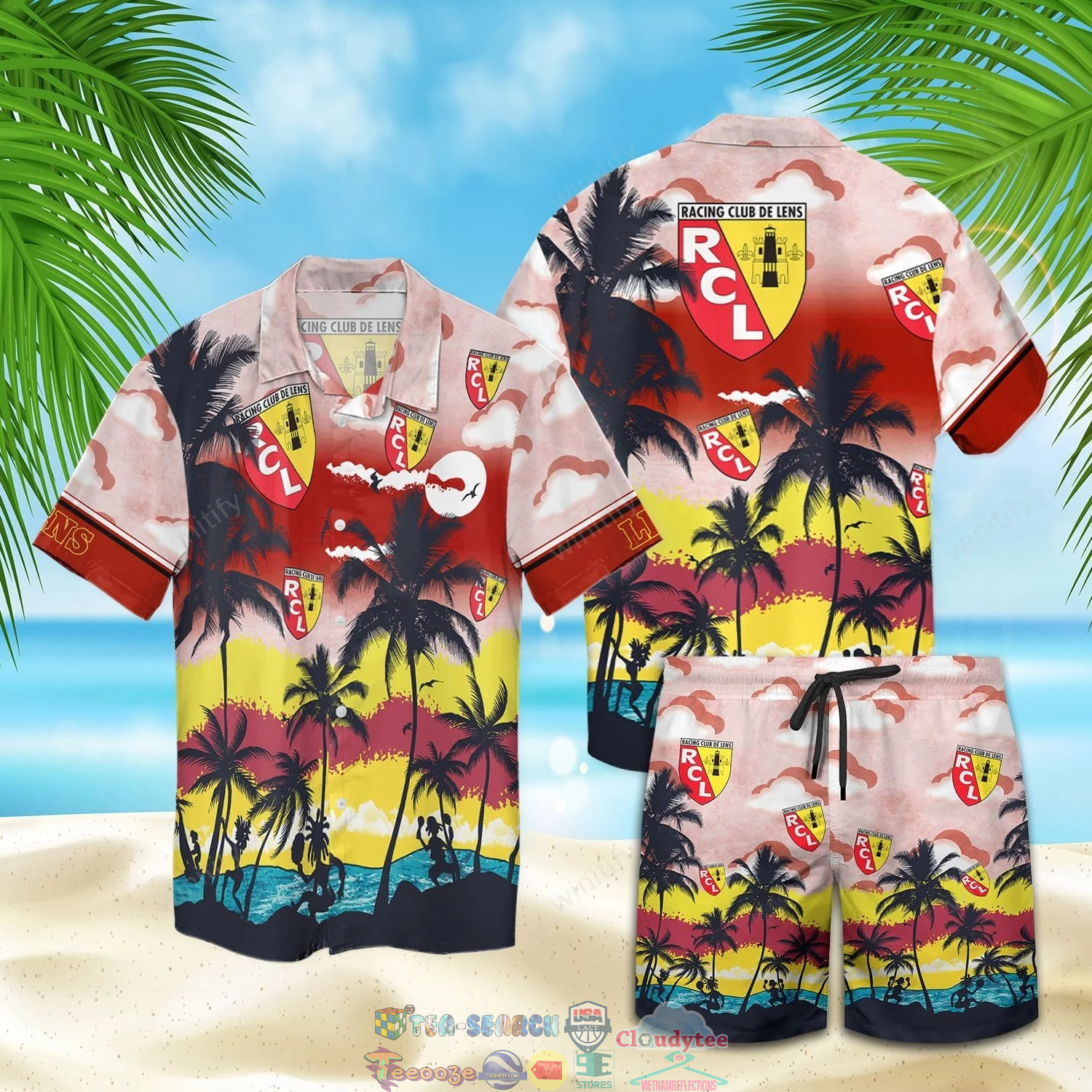 Lens Fc Palm Tree Hawaiian Shirt Beach Shorts Lens Fc Palm Tree Hawaiian Shirt Beach Shorts