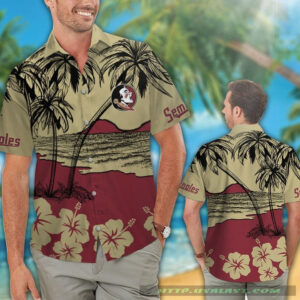 Florida State Seminoles Hibiscus Hawaiian Shirt Beach Short