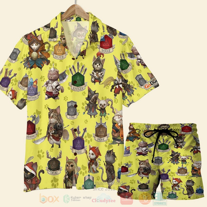 D & D Cat Character Pattern Hawaiian Shirt D & D Cat Character Pattern Hawaiian Shirt