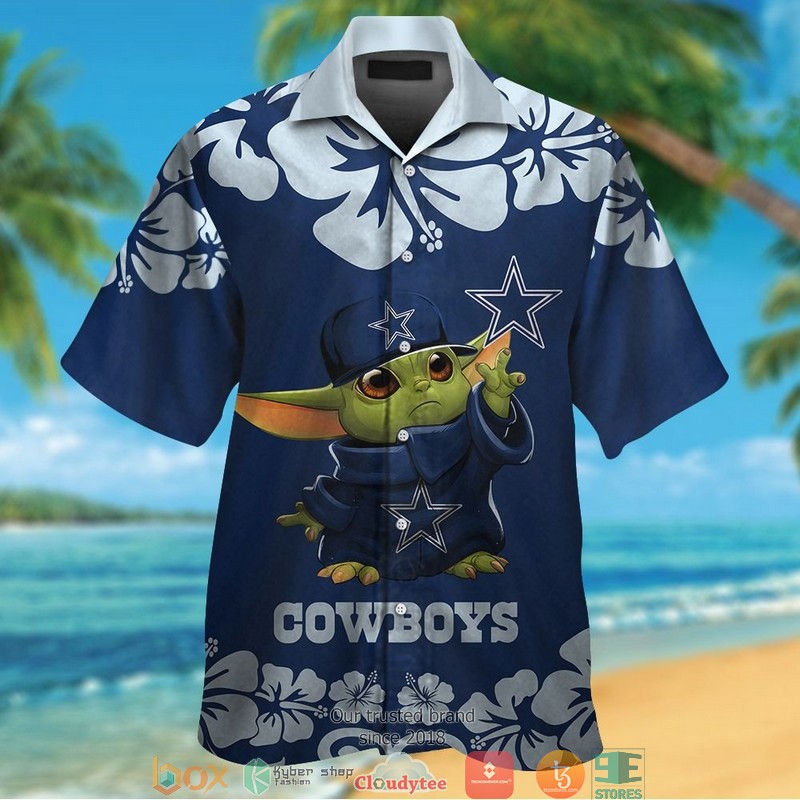 Dallas Cowboys Baby Yoda Hibiscus Hawaiian Shirt Dallas Cowboys Baby Yoda Hibiscus Hawaiian Shirt