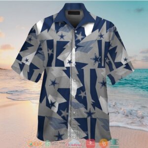 Dallas Cowboys Navy Grey Pattern Hawaiian Shirt