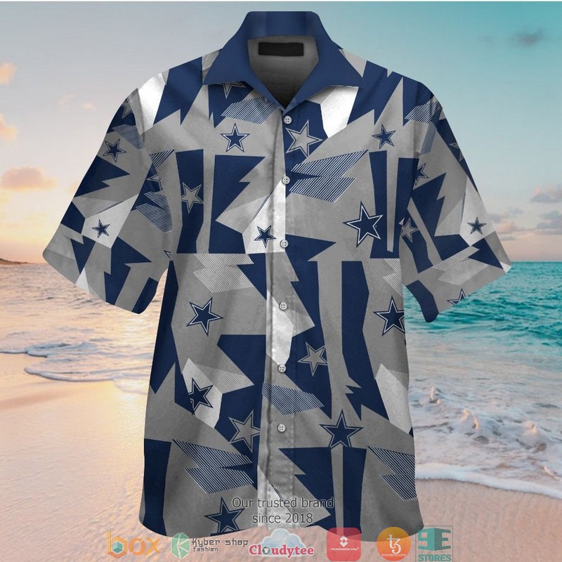 Dallas Cowboys Navy Grey Pattern Hawaiian Shirt Dallas Cowboys Navy Grey Pattern Hawaiian Shirt